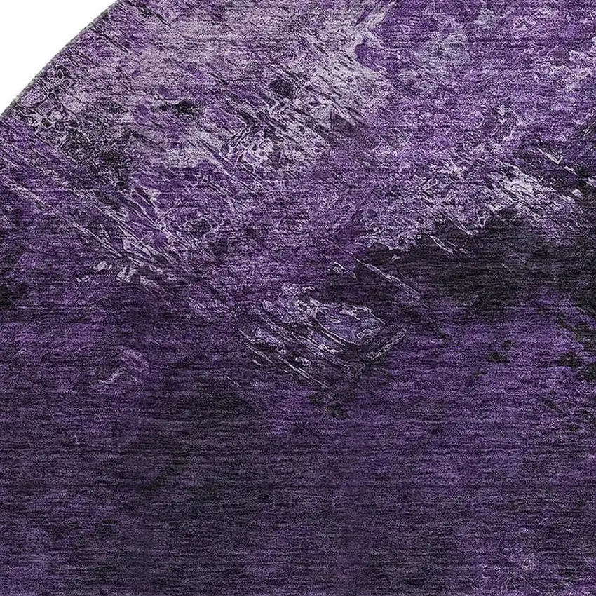 8' Purple Gray And Ivory Abstract Washable Round Rug With UV Protection Photo 3