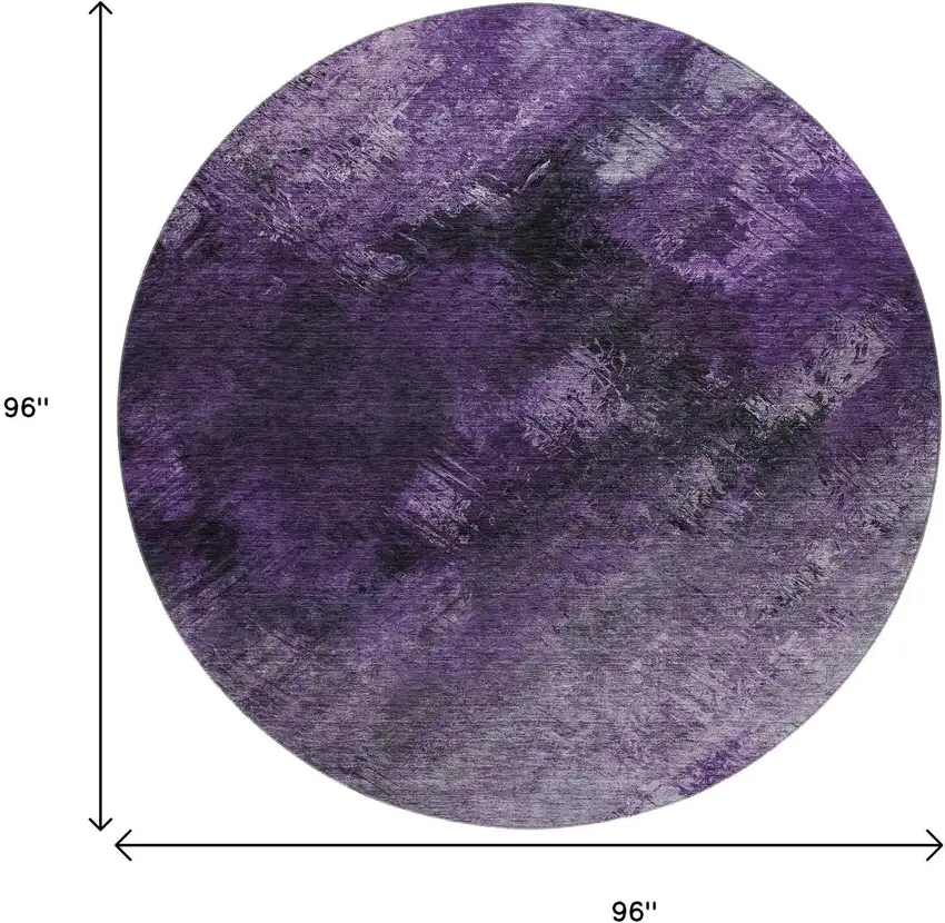 8' Purple Gray And Ivory Abstract Washable Round Rug With UV Protection Photo 3