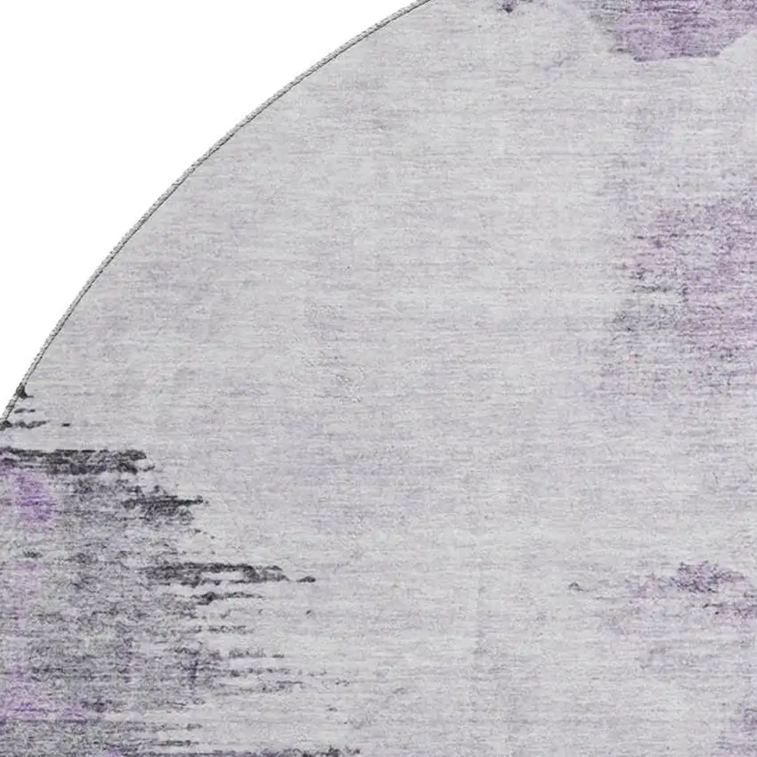 8' Purple Gray And Ivory Abstract Washable Round Rug With UV Protection Photo 3