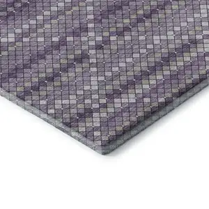 Photo of 8' Purple Gray And Ivory Geometric Washable Area Rug With UV Protection