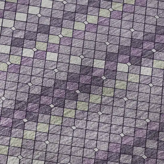 8' Purple Gray And Ivory Geometric Washable Area Rug With UV Protection Photo 9