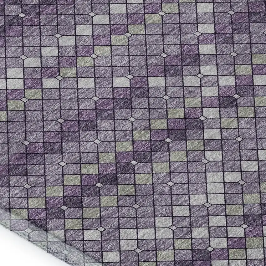 8' Purple Gray And Ivory Geometric Washable Area Rug With UV Protection Photo 2