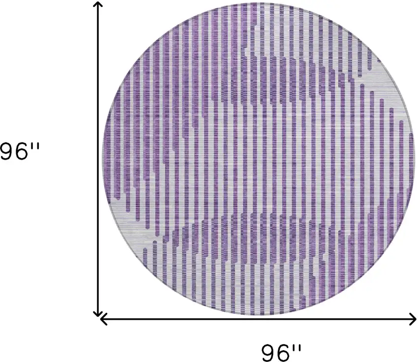 8' Purple Gray And Ivory Round Geometric Washable Indoor Outdoor Area Rug Photo 3