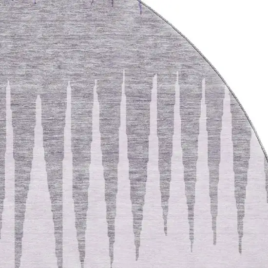 8' Purple Gray And Lavender Striped Washable Round Rug With UV Protection Photo 3