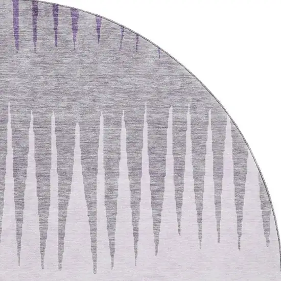 8' Purple Gray And Lavender Striped Washable Round Rug With UV Protection Photo 4