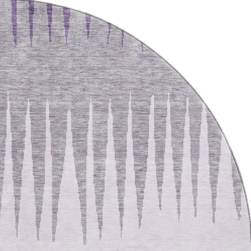 8' Purple Gray And Lavender Striped Washable Round Rug With UV Protection Photo 4