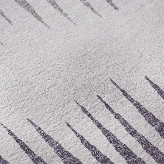 8' Purple Gray And Lavender Striped Washable Round Rug With UV Protection Photo 9