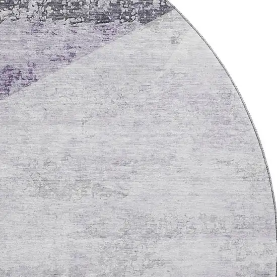 8' Purple Gray And Silver Geometric Washable Round Rug With UV Protection Photo 3