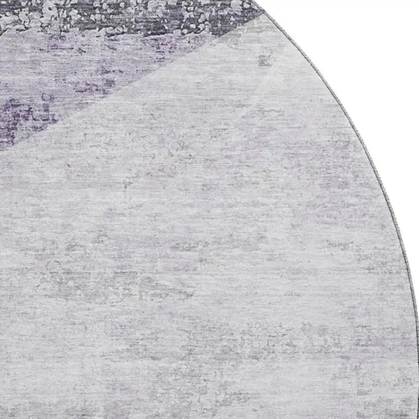 8' Purple Gray And Silver Geometric Washable Round Rug With UV Protection Photo 3