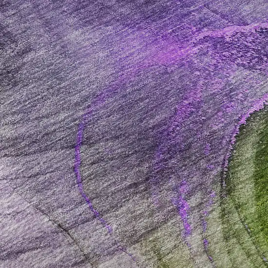 8' Purple Green And Ivory Abstract Washable Round Rug With UV Protection Photo 9