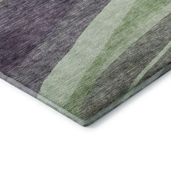 8' Purple Green And Ivory Abstract Washable Round Rug With UV Protection Photo 7