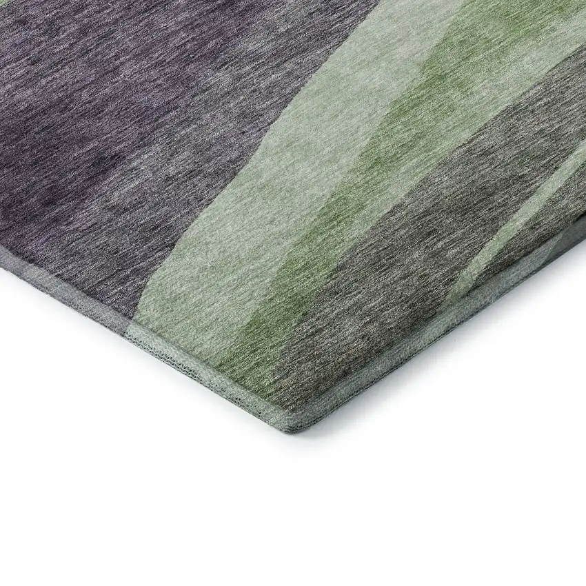 8' Purple Green And Ivory Abstract Washable Round Rug With UV Protection Photo 7