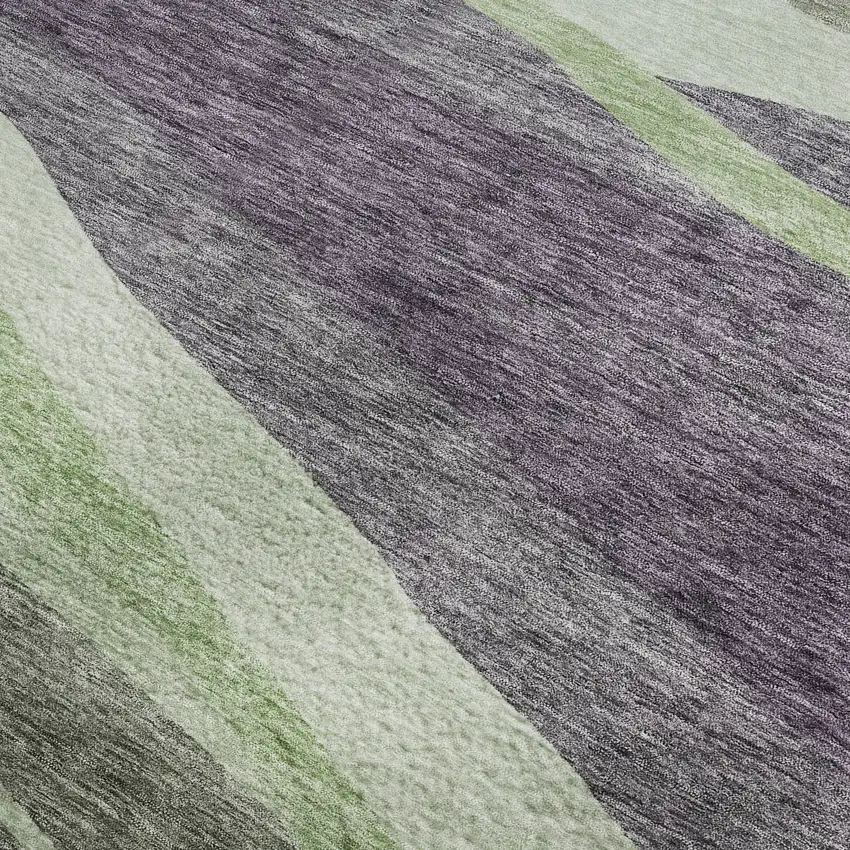 8' Purple Green And Ivory Abstract Washable Round Rug With UV Protection Photo 3