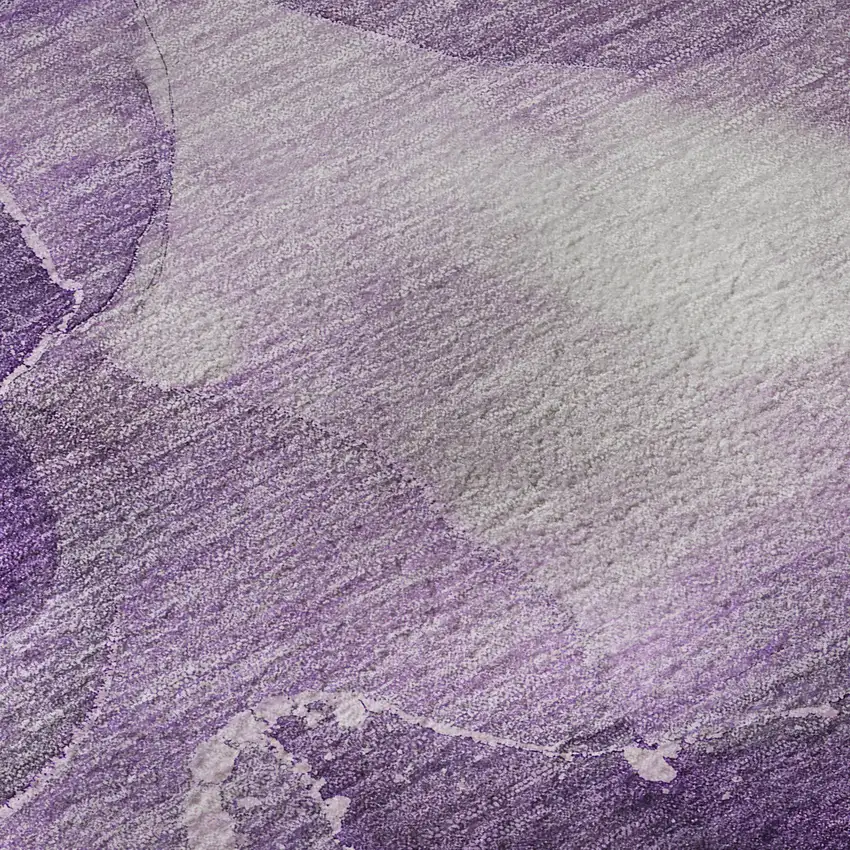 8' Purple Ivory And Gray Abstract Washable Round Rug With UV Protection Photo 8