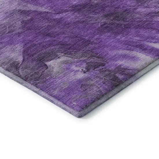 8' Purple Ivory And Gray Abstract Washable Round Rug With UV Protection Photo 7