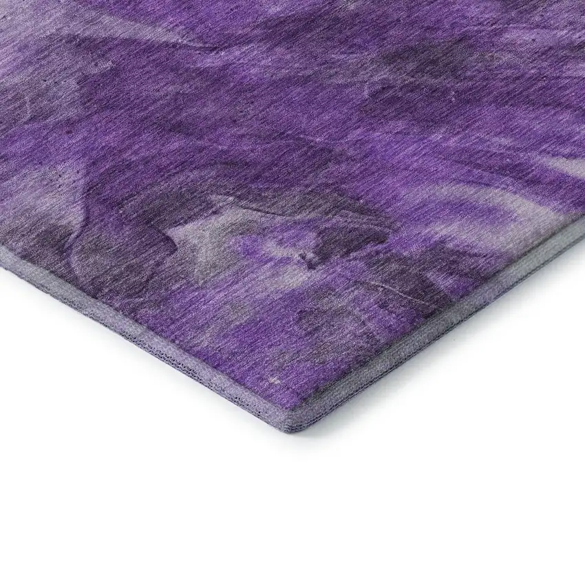 8' Purple Ivory And Gray Abstract Washable Round Rug With UV Protection Photo 7