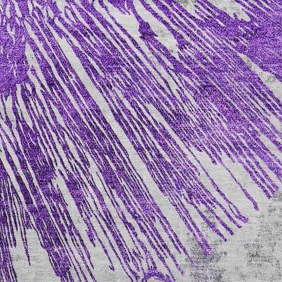 8' Purple Ivory And Gray Abstract Washable Round Rug With UV Protection Photo 3