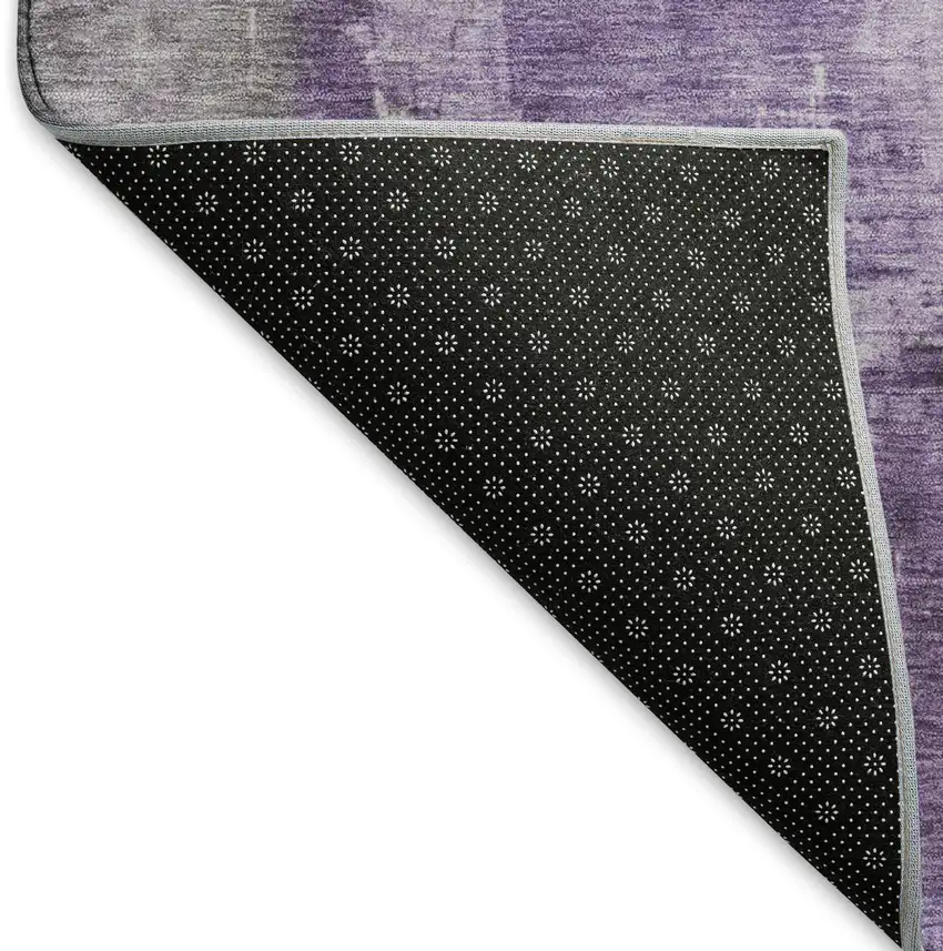 8' Purple Ivory And Gray Abstract Washable Round Rug With UV Protection Photo 5