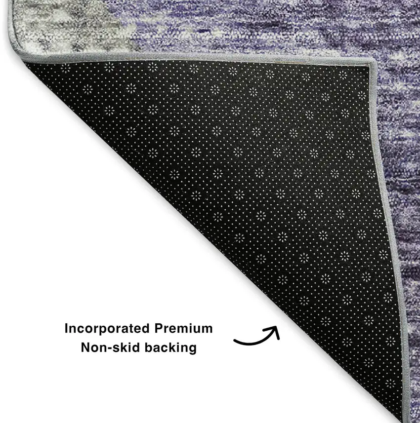 8' Purple Ivory And Gray Geometric Washable Round Rug With UV Protection Photo 6