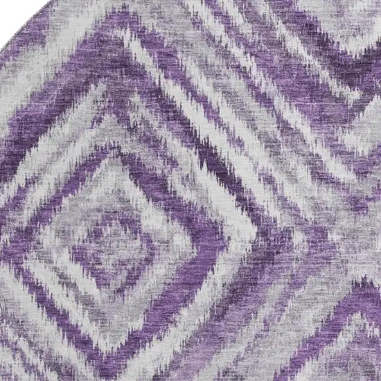 8' Purple Ivory And Gray Geometric Washable Round Rug With UV Protection Photo 3