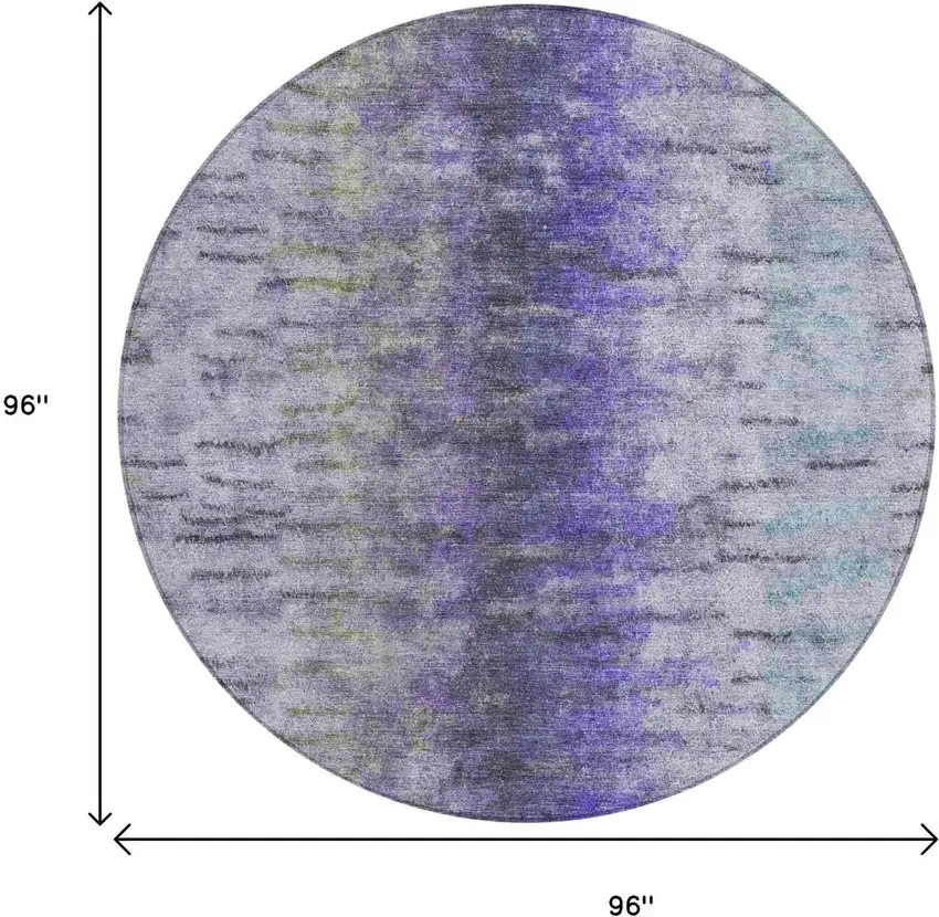 8' Purple Ivory And Gray Round Abstract Washable Indoor Outdoor Area Rug Photo 3