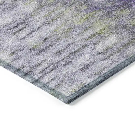 8' Purple Ivory And Gray Round Abstract Washable Indoor Outdoor Area Rug Photo 6