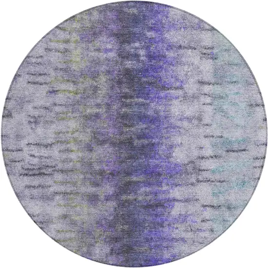 8' Purple Ivory And Gray Round Abstract Washable Indoor Outdoor Area Rug Photo 2