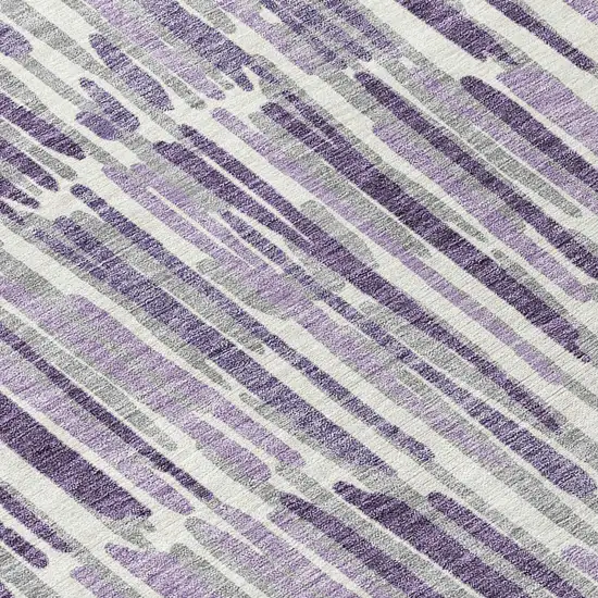 8' Purple Ivory And Lavender Round Abstract Washable Indoor Outdoor Area Rug Photo 8