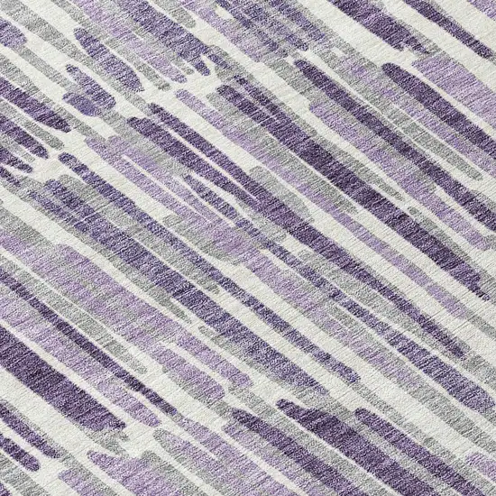 8' Purple Ivory And Lavender Round Abstract Washable Indoor Outdoor Area Rug Photo 8