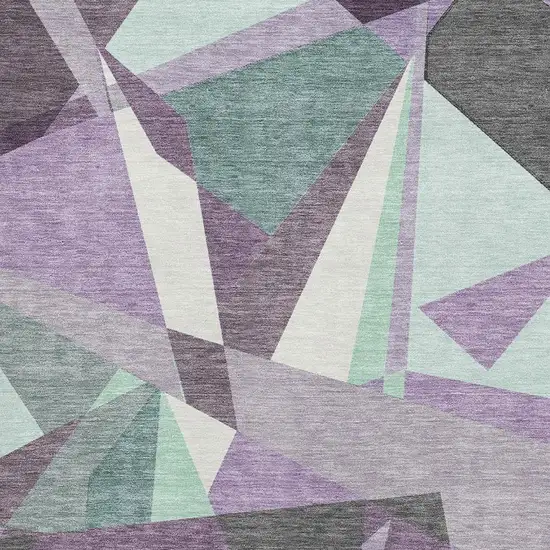 8' Purple Ivory And Teal Geometric Washable Area Rug With UV Protection Photo 2
