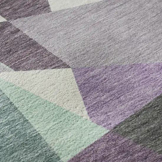 8' Purple Ivory And Teal Geometric Washable Area Rug With UV Protection Photo 9