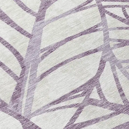 8' Purple Lavender And Beige Round Floral Washable Indoor Outdoor Area Rug Photo 9