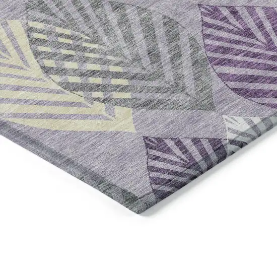 8' Purple Lavender And Beige Round Floral Washable Indoor Outdoor Area Rug Photo 4