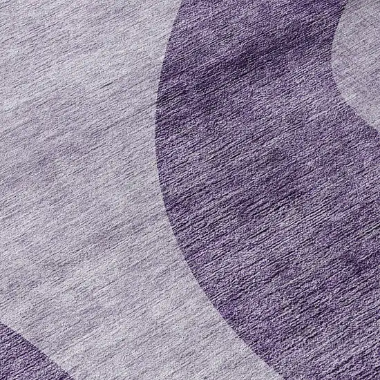 8' Purple Lavender And Eggplant Round Abstract Washable Indoor Outdoor Area Rug Photo 8