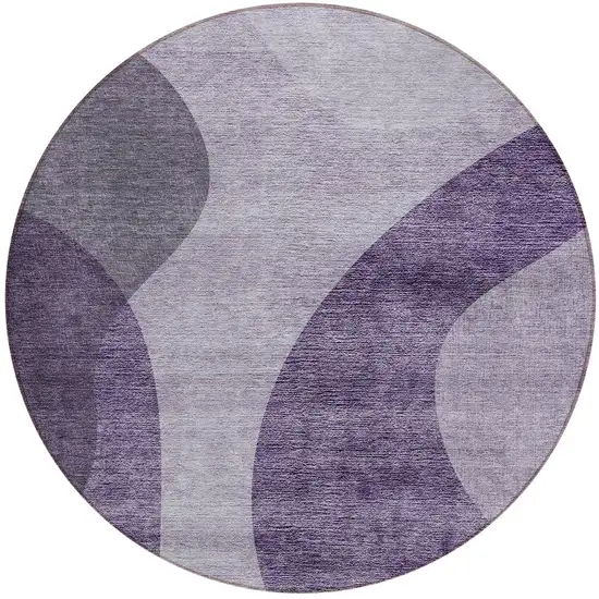 8' Purple Lavender And Eggplant Round Abstract Washable Indoor Outdoor Area Rug Photo 5