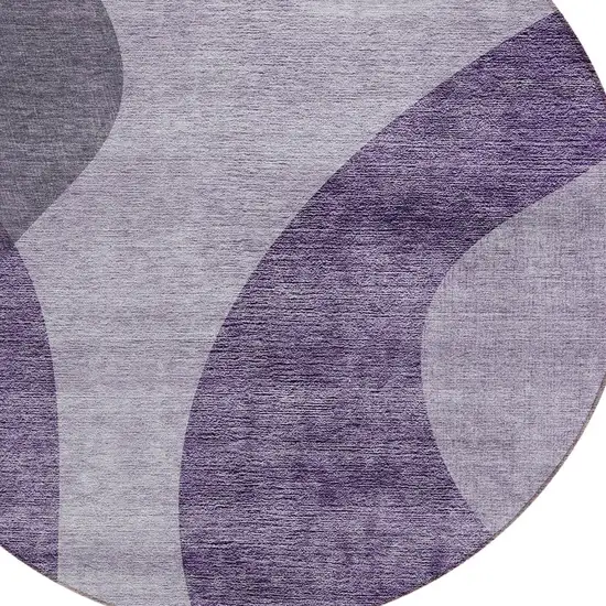 8' Purple Lavender And Eggplant Round Abstract Washable Indoor Outdoor Area Rug Photo 4