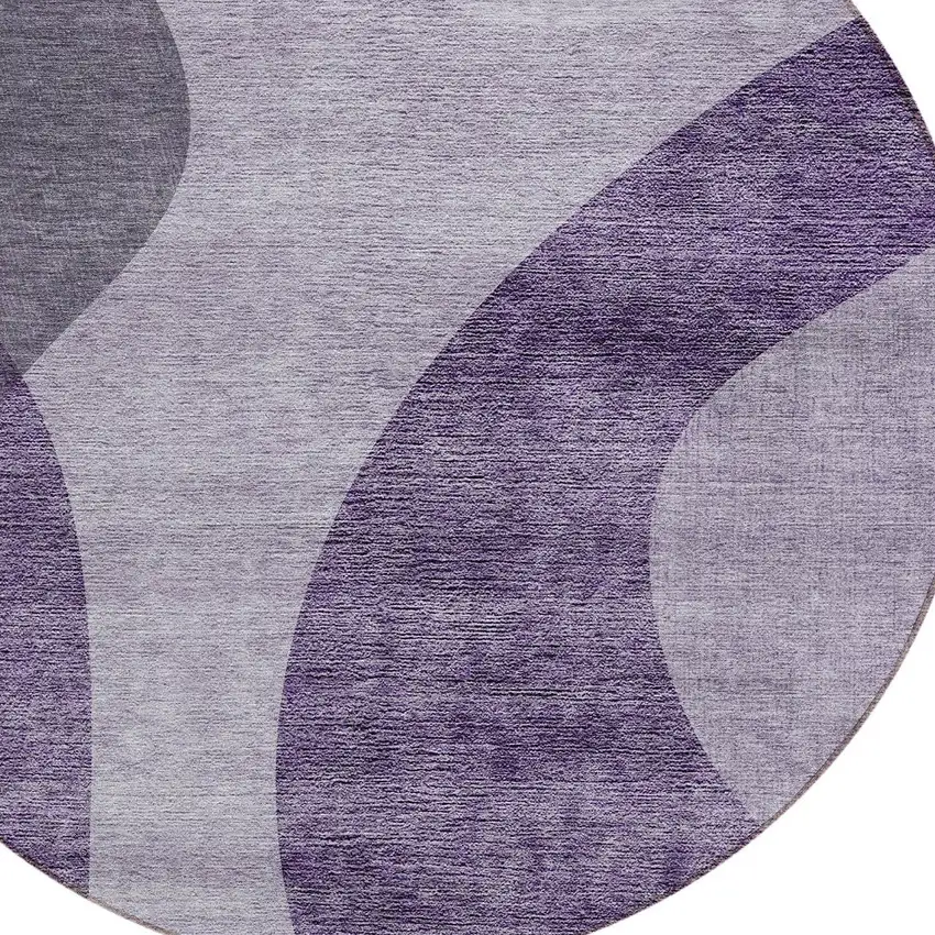 8' Purple Lavender And Eggplant Round Abstract Washable Indoor Outdoor Area Rug Photo 4