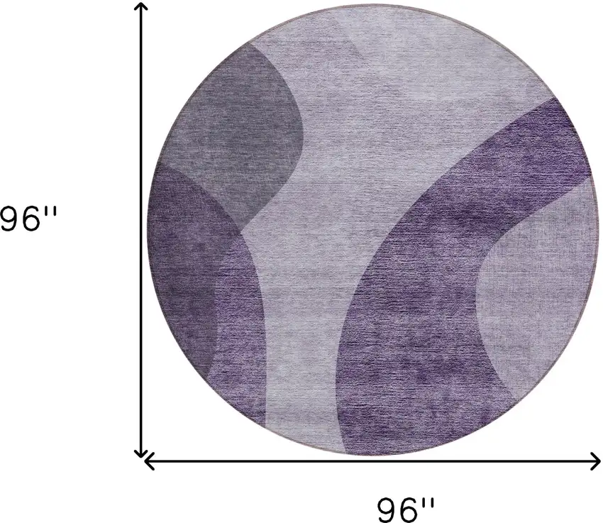 8' Purple Lavender And Eggplant Round Abstract Washable Indoor Outdoor Area Rug Photo 3
