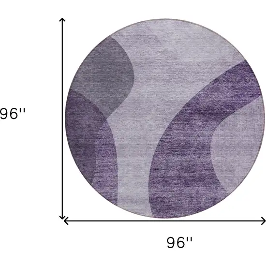 8' Purple Lavender And Eggplant Round Abstract Washable Indoor Outdoor Area Rug Photo 3