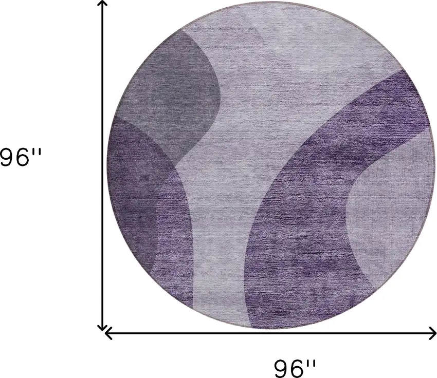 8' Purple Lavender And Eggplant Round Abstract Washable Indoor Outdoor Area Rug Photo 3