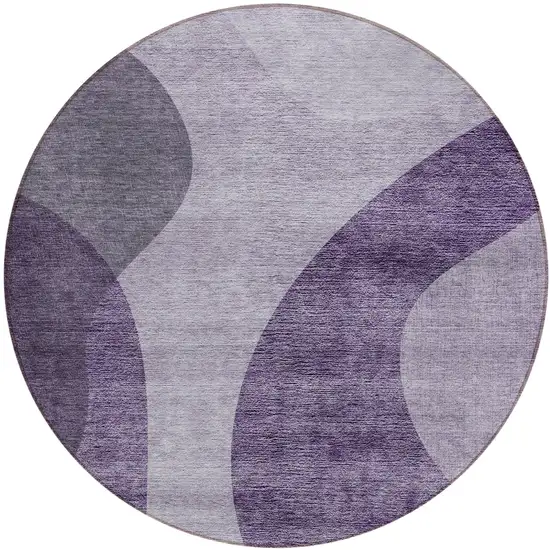 8' Purple Lavender And Eggplant Round Abstract Washable Indoor Outdoor Area Rug Photo 2