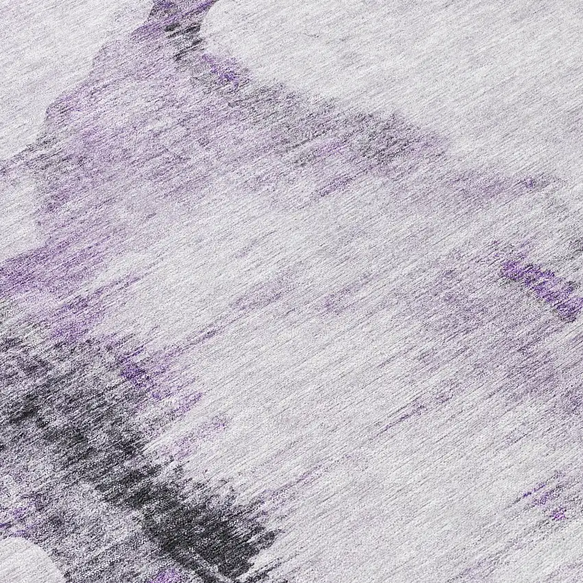 8' Purple Lavender And Gray Round Abstract Washable Indoor Outdoor Area Rug Photo 8