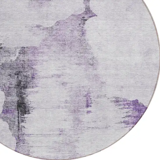 8' Purple Lavender And Gray Round Abstract Washable Indoor Outdoor Area Rug Photo 3