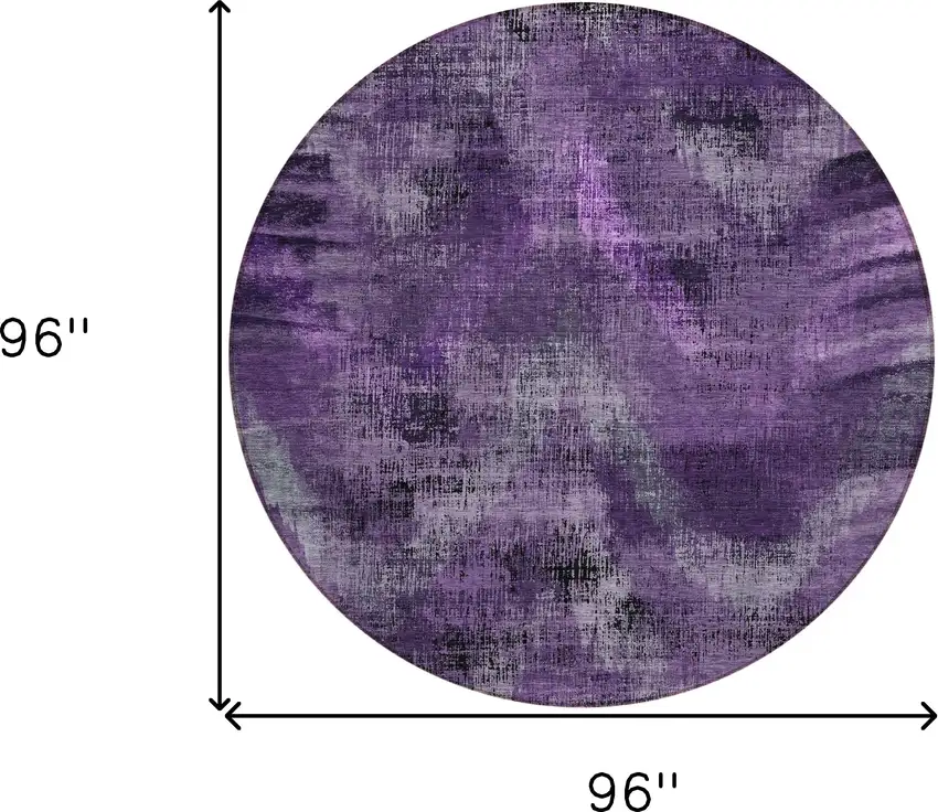 8' Purple Lavender And Gray Round Abstract Washable Indoor Outdoor Area Rug Photo 3