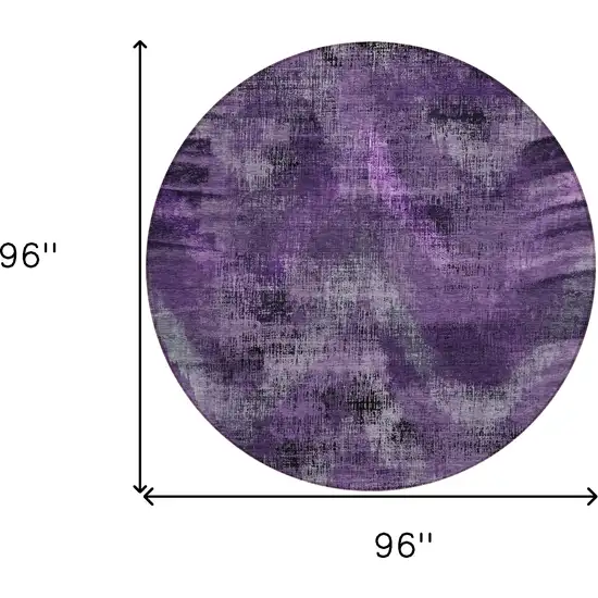 8' Purple Lavender And Gray Round Abstract Washable Indoor Outdoor Area Rug Photo 3