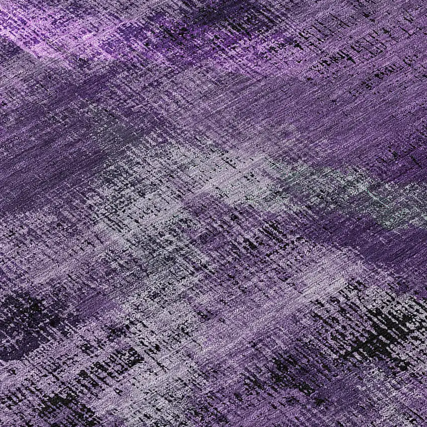 8' Purple Lavender And Gray Round Abstract Washable Indoor Outdoor Area Rug Photo 8