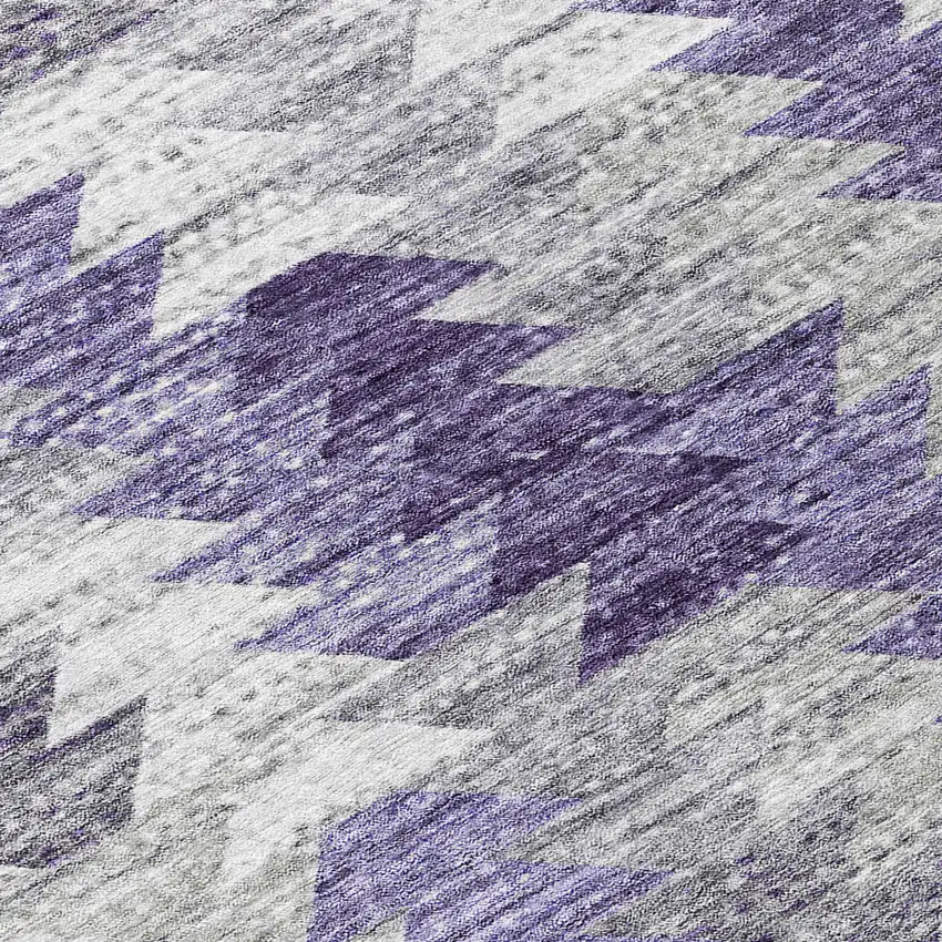 8' Purple Lavender And Gray Round Geometric Washable Indoor Outdoor Area Rug Photo 8