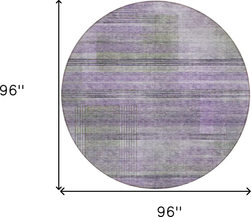 8' Purple Lavender And Gray Round Striped Washable Indoor Outdoor Area Rug Photo 6