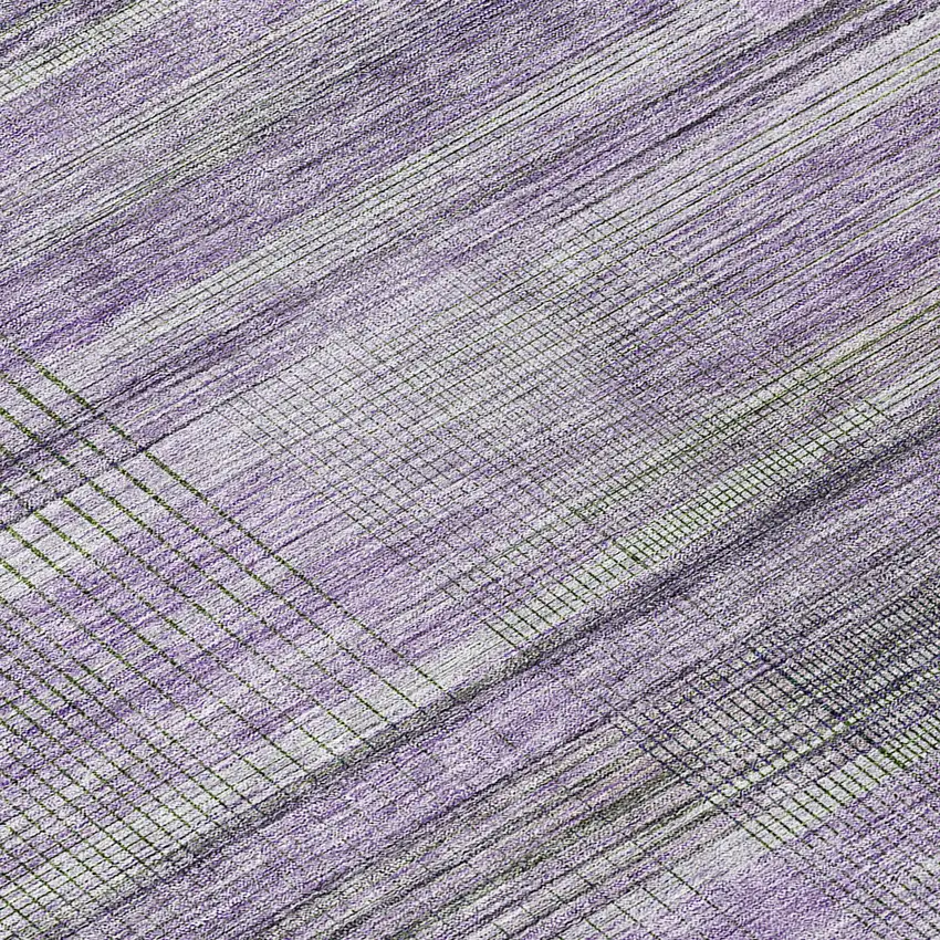 8' Purple Lavender And Gray Round Striped Washable Indoor Outdoor Area Rug Photo 7