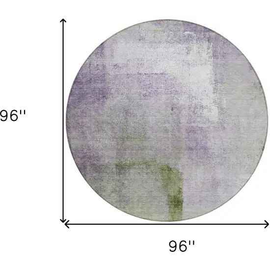8' Purple Lavender And Green Round Abstract Washable Indoor Outdoor Area Rug Photo 3